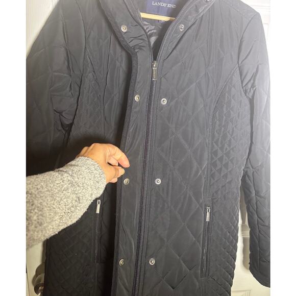 Lands' End Womens Size 10 Black Pockets light Quilted Lined Jacket - Picture 8 of 9